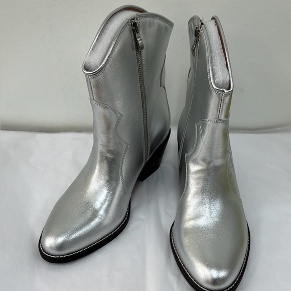 Silver Jolene Embroidered Western Leather Ankle Boots - Picture 9 of 11